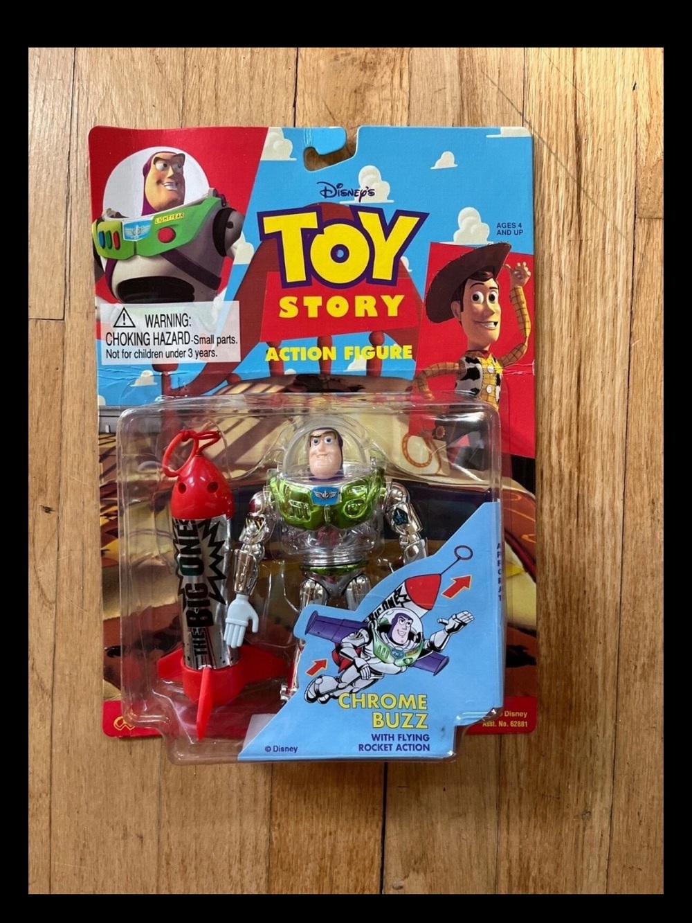 Disney vintage orig Toy  Story Solar Buzz Chrome Action Figure Flying Rocket